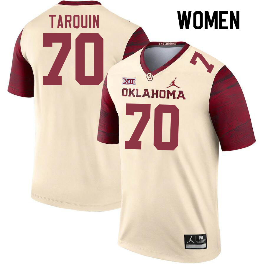Women #70 Michael Tarquin Oklahoma Sooners College Football Jerseys Stitched-Cream